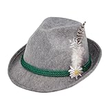 W WIDMANN MILANO Party Fashion 68576 - Bayerischer Hut mit Feder, Grau,...