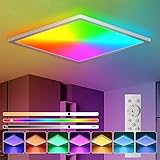 BLNAN LED Deckenleuchte RGB Dimmbar mit Fernbedienung, 24W Deckenlampe Panel mit...
