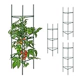 Relaxdays Rankhilfe, 4er Set, HxBxT: 90 x 32 x 32 cm, Blumen & Nutzpflanzen, Metall &...