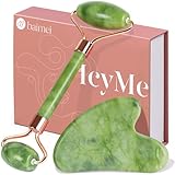 BAIMEI Gua Sha und Gesichtsroller Tool, Jade Roller Gesichts- und Nackenmassagegerät...