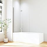 Hopibath Duschwand für Badewanne 100x140 cm 2-teilig Faltbar Duschtrennwand, Pendeltür...