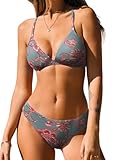 CUPSHE Bikini-Set für Damen, zweiteilig, V-Ausschnitt, niedrige Taille,...