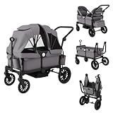 COSTWAY 2 in 1 Geschwisterwagen klappbar, Zwillingskinderwagen mit verstellbarem Griff &...