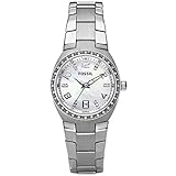 Fossil Damen Serena Quarz-Edelstahl-Dreizeigeruhr, Farbe: Silver Glitz (Modell:...