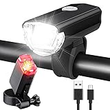 LED Fahrradlicht Set, AluminiumFahrradbeleuchtung STVZO Zugelassen Fahrradlampe...