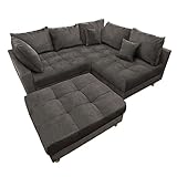 riess-ambiente.de Moderne Wohnlandschaft Kent 220cm grau Samt | Ecksofa Federkern inkl....