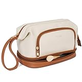 Telena Leder Makeup Bag Tasche Damen, Reise Kosmetiktasche Kulturtasche Doppelschicht...