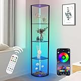 5 Stufige RGB Eckregal Stehend, LED Stehlampe Wohnzimmer 160cm, Stehlampe mit Regal aus...