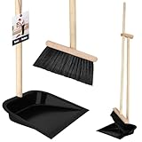 KOTARBAU® Besen und Kehrschaufel Set mit Langem Holz Stiel Schaufel und Besen Set...