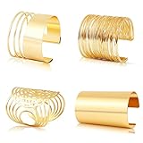 Wodasi 4 Stück Armband Damen Manschette Armreif Set Breit Verstellbare Oberarmreif Damen...