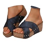 Pantoletten Damen Mit Absatz, Sandalen Damen Bequem Sommer Elegant Keilsandalen -...