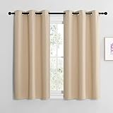 NICETOWN Vorhänge Beige Blickdicht Bistrogardine 2er Set H120 x B107 cm Vorhang Kurz...