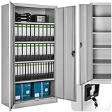tectake® Aktenschrank, Büroschrank abschließbar, Mehrzweckschrank aus Stahl,...