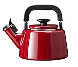 Forchetto Moderno Rosso Teekessel Rot 2,1 l Emaille-Kessel mit Pfeife, weinrot...