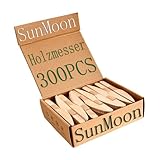 SunMoon Eco Friendly 300 Pack Holzmesser Wegwerf, 16 cm lang, Kunststofffreie Verpackung,...