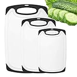 Schneidebrett-Set, Original Schneidebrett 3er Set, Rutschfestem, Obst Gemüse Fleisch...