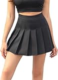 Hoerev Frauen Mädchen Kurze hohe Taille gefaltete Skater Tennis Schule Rock,Schwarz,38 /...