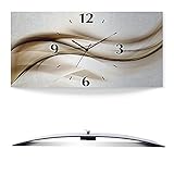 ARTLAND Wanduhr ohne Tickgeräusche Alu Funkuhr 50x25 cm Eckig Lautlos 3D Design...