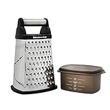 KitchenAid Vierkantreibe, 4-seitige Käsereibe aus Edelstahl mit Hobel, Reibe...