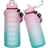Seekua 2l Sport Trinkflasche mit Strohhalm & Zeitmarkierung 2 liter Große Motivation...