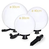 Kugelleuchte Miau, Kugellampe 3er Set, Außenleuchten aus weißem Kunststoff Ø...