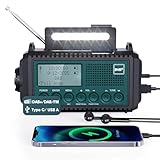 Kurbelradio DAB+/DAB/UKW mit 5000mAh Akku Wiederaufladbare, Notfallradio mit...