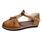 Damen Schuche Mit Quaste Runder Zehe Flache Turnschuhe Einfarbig Joggingschuhe Rutschfest...