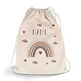 GRAVURZEILE Bedruckter Turnbeutel - Regenbogen Design - personalisiert mit Name -...