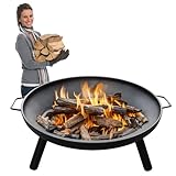 Feuerschale Feuerstelle Ø 60 cm für Lagerfeuer im Garten oder auf der Terrasse mit 2...