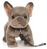 Uni-Toys - Französische Bulldogge (grau) mit Leine - 26 cm (Länge) -...