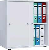 VCM Büroschrank mit 2 Fächern | moderner Aktenschrank mit Schiebetüren und...