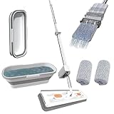 Bodenwischer mit Ersatz-Wischpads, 360° drehbar, magischer, selbstwringender Flachwischer...