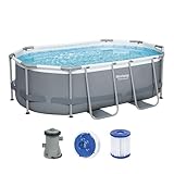 Bestway Power Steel Frame Pool-Set mit Filterpumpe 305 x 200 x 84 cm, grau, oval