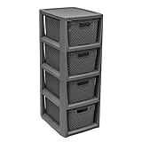 BranQ - Home essential 100% recycelt Kunststoff PP, Ökologisch, Regal in Rattan Design,...
