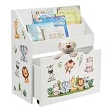 Juskys Kinder Bücherregal mit 3 Fächern & Spielzeugkiste - Holz Regal 63x30x70 cm BTH -...