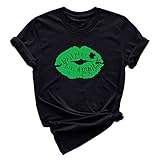 Kurzärmliges O-Neck-T-Shirt-Oberteil mit bedrucktem St. Patricks Day für Damen Hemd...
