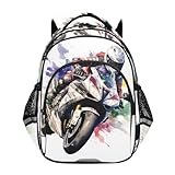 OWFKAY Kinder-Reiserucksack, künstlerischer Stil, Motorrad-Rennsport, lässiger...
