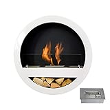 GLOW FIRE Ethanolkamin Wall rund, Bioethanol-Ofen, Ethanol Wandkamin, 6h...