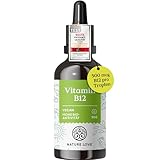 NATURE LOVE® Vitamin B12 Tropfen Vegan (900 Tropfen, 50ml flüssig). B12 duo-aktiv:...