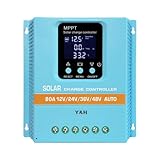 Y&H MPPT 80A Solarladeregler 12V 24V 36V 48V LCD Display Batterie Intelligenter...