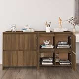 AJJHUUKI Schränke & Aufbewahrung-Buffets & Sideboards-Sideboards 2 Stück Braun Eiche...