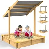 Spielwerk® Sandkasten Fritzi Sonnendach 140x140x120cm Naturholz Fichtenholz...
