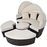 VONLUCE 5-teilige Sonneninsel Outdoor mit Faltbarem Sonnendach Sonnenliege Rattanmöbel...
