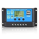 Anern 30A Solar Laderegler 12V/24V Solar Ladegerät Controller Solarpanel Batterie...