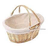 Toyvian Korbkorb mit Griff Wicker Gewebter Korb Weidenpicknickkorb mit Liner Leerer...
