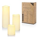 Nordstern LED Kerzen 3er Set - Stumpenkerzen mit flackernden Licht und...