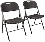 Amazon Basics Klappbarer Kunststoff-Stuhl, 157,5 kg Tragkraft, Schwarz, 2er-Set