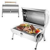 SunJas Edelstahl Klappgrill Holzkohlegrill, BBQ Grill Doppel Grillfläche 34x21.5 cm,...