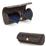 Hiram Tie Storage Organizer Holder Echtes Leder gemacht tragbare Zylinder Krawattenhalter,...