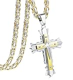 CASSIECA Kreuz Kette Herren Edelstahl Byzantinische Ketten Kreuz Anhänger für...